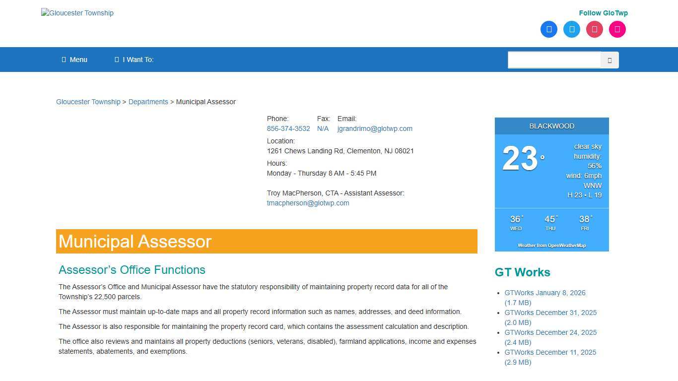 Municipal Assessor - Gloucester Township